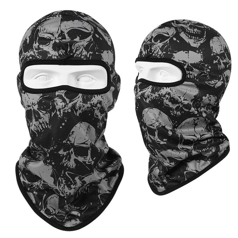 Moottoripyörä Balaclava Skull Print Moto Kokonaamari Tuulenpitävä Hiihto Pään Kaulanlämmitin Pyöräily Biker Huppu Lippalakki Miesten kypärävuori hinta ja tiedot | Juhlakoristeet | hobbyhall.fi