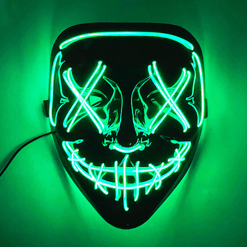 Neonvalo LED-naamio LED Halloween Scary Mask Cosplay Party Naamio Naamio Naamiot Halloween-asu Carnival Glow Party Rekvisiitta hinta ja tiedot | Juhlakoristeet | hobbyhall.fi