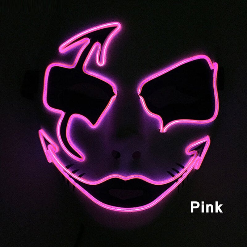 Neonvalo LED-naamio LED Halloween Scary Mask Cosplay Party Naamio Naamio Naamiot Halloween-asu Carnival Glow Party Rekvisiitta hinta ja tiedot | Juhlakoristeet | hobbyhall.fi