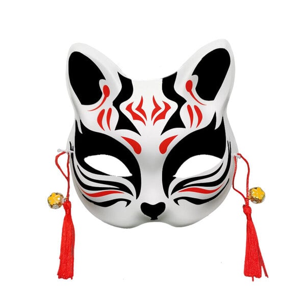 1kpl Japanilainen naamiaisnaamio Puolikasvoinen Käsinmaalattu Cat Fox Mask Anime Demon Slayer Halloween Festival Cosplay Prop