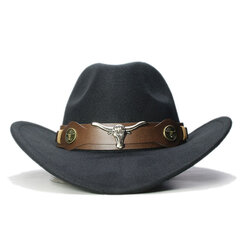 Bull Ox Head Nahkanauha Vintage Naiset Miehet Lapsi Lapsi Villa Leveälierinen Cowboy Länsihattu Cowgirl Bowler Cap 61cm 57cm 54cm hinta ja tiedot | Miesten hatut, huivit ja käsineet | hobbyhall.fi