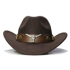 Bull Ox Head Nahkanauha Vintage Naiset Miehet Lapsi Lapsi Villa Leveälierinen Cowboy Länsihattu Cowgirl Bowler Cap 61cm 57cm 54cm hinta ja tiedot | Miesten hatut, huivit ja käsineet | hobbyhall.fi