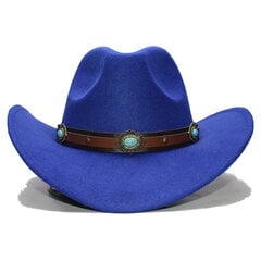 Retro turkoosi helmi nahkanauha naiset miehet lapsi lapsi villa huopa leveä reuna Cowboy länsihattu Cowgirl lämmin lippalakki 61cm 57cm 54cm hinta ja tiedot | Miesten hatut, huivit ja käsineet | hobbyhall.fi