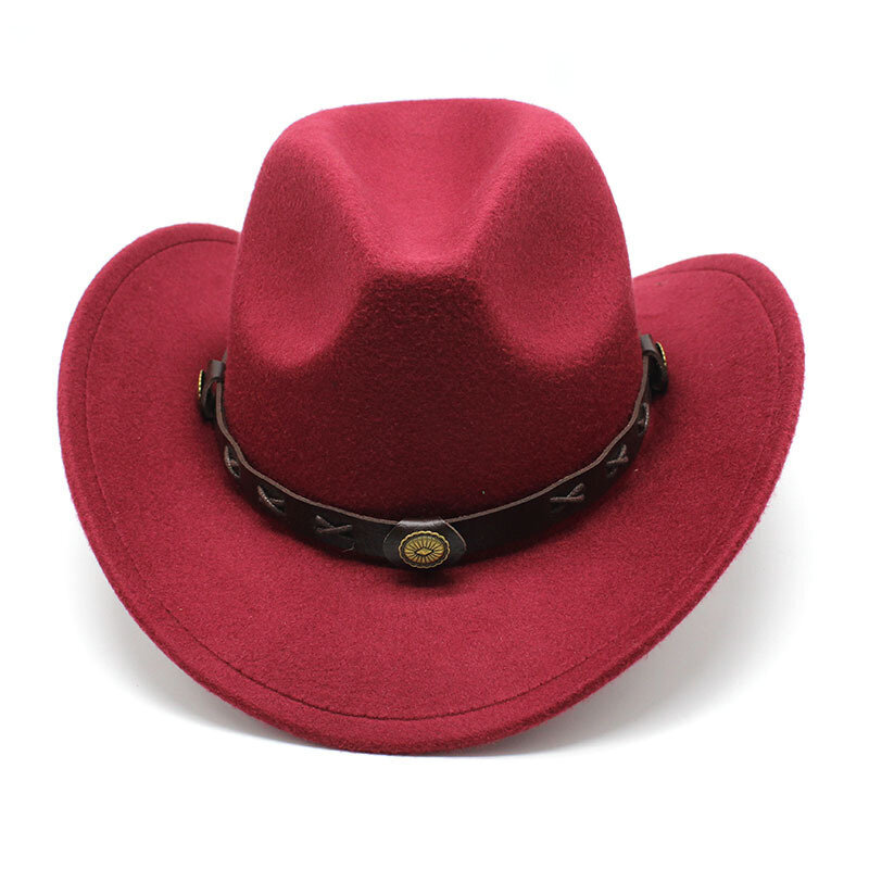 Four Seasons Unisex Cowboy Hatut Trendikäs Tyyli Villa Kaareva reuna Koristehihnat Ulkokäyttöön Cool Caps hinta ja tiedot | Miesten hatut, huivit ja käsineet | hobbyhall.fi