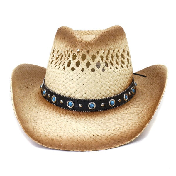 Summer Sun Cowboy Olkihattu Western Naiset Tyttö Vaaleanpunainen Tiara Cowgirl Hattu Käsintehty juhlapukujuhlahattu Panama Beach Cap