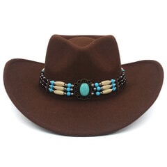 Miehet Naiset Villasekoite Länsi-Cowboy Hatut Leveälieriset aurinkohatut Juhlamatka Sombrero Ulkolakit Klassinen Retro Säädettävä koko hinta ja tiedot | Miesten hatut, huivit ja käsineet | hobbyhall.fi