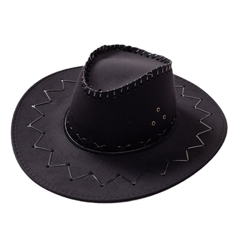 Leveälierinen länsimainen Cowboy-hattu tuulenpitävällä köydellä Vanhempi lapsi Cowgirl-hattu Jazz-silppuri Kaikki sopivat Halloween-joululle hinta ja tiedot | Miesten hatut, huivit ja käsineet | hobbyhall.fi