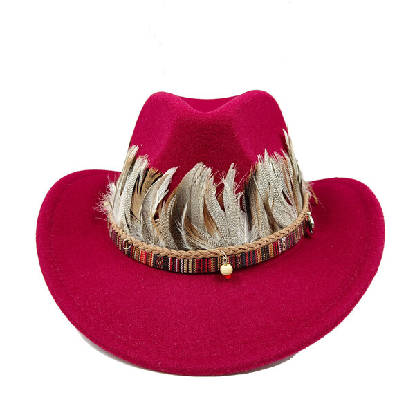 Cowboy-hattu Miesten ja naisten ritarikiharat höyhenet Asusteet Jazz-hattu Sunset Travel Beach Hat Ritarihattu Cowboy-hattu