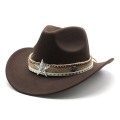 Cowboy Hat Jazz Retro Cowgirl Lippalakki Villainen 57 58cm Tähtikoristelu Kaareva reuna Länsiratsastus Four Seasons NZ0063 hinta ja tiedot | Miesten hatut, huivit ja käsineet | hobbyhall.fi