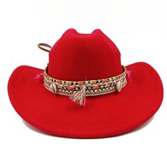 Etninen tyyli Cowboy-hattu Muoti Tyylikäs Unisex Yksivärinen Jazz-hattu härän muotoisella sisustuksella Länsi-Cowboy-hatut hinta ja tiedot | Miesten hatut, huivit ja käsineet | hobbyhall.fi