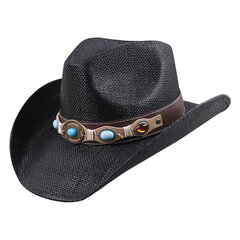 100 % paperia Western Cowboy Hattu miehille Naisille Gentleman Cowgirl Cowgirl Jazz Hattu Kesä Ranta Aurinkohatut Sombrero Hombre hinta ja tiedot | Miesten hatut, huivit ja käsineet | hobbyhall.fi