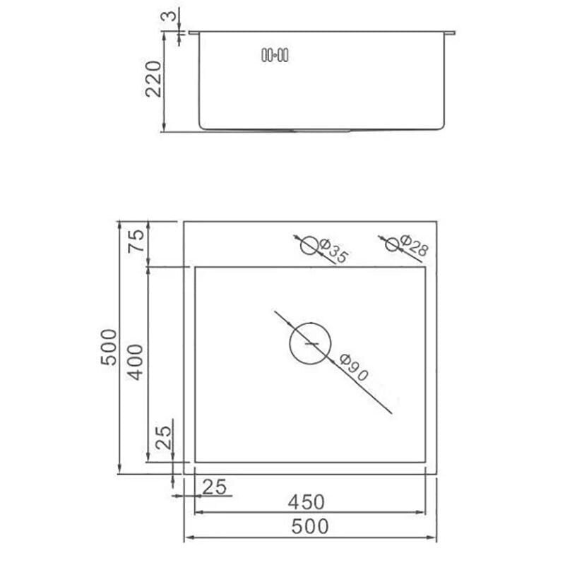 50x50 cm keittiöallas Wisent WGS35050 ruostumattomasta teräksestä, hopeanvärinen hinta ja tiedot | Keittiöaltaat | hobbyhall.fi