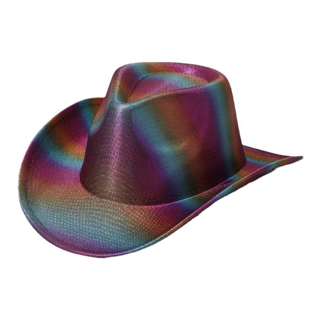 Hopeanvärinen glitter Cowboy-hattu Länsi-cowboy-miesten ja -naisten retrojuhlajuhlat Cowboy-hattu ulkona ritarihattu hinta ja tiedot | Miesten hatut, huivit ja käsineet | hobbyhall.fi