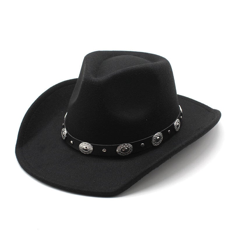 Cowboy-hatut miehille ja naisille Western Caps Villaiset 57 58 cm Metalli Koristehihna Yksivärinen Fedoras Kaareva reuna NZ0076 hinta ja tiedot | Miesten hatut, huivit ja käsineet | hobbyhall.fi