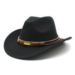 Muoti Western Cowboy Hattu miehille Naisille Huopa Fedora Caps Church Panama Cowgirl Jazz Cap Sombrero Vaquero Hombre hinta ja tiedot | Miesten hatut, huivit ja käsineet | hobbyhall.fi