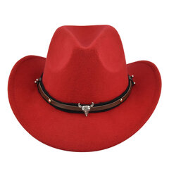 Vintage Western Cowboy Hattu Muoti Chic Unisex Gentleman Lady Yksivärinen Jazz Hattu Härän muotoisella Sisustus Länsi Cowboy Hatut hinta ja tiedot | Miesten hatut, huivit ja käsineet | hobbyhall.fi