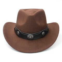 2 kokoa Miehet Naiset Villasekoite Länsi Cowboy Hatut Leveälieriset Aurinkohatut Juhlamatka Sombrero Ulkolakit Klassinen Retro Lämmin hinta ja tiedot | Miesten hatut, huivit ja käsineet | hobbyhall.fi