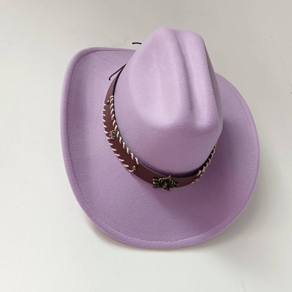 Vaalean violetti miesten cowboy-hattu Länsi-cowboy-hattu Muinainen kuparihattu etiketti kiharareunainen kovera hattu toppi Etninen sombrero hinta ja tiedot | Miesten hatut, huivit ja käsineet | hobbyhall.fi