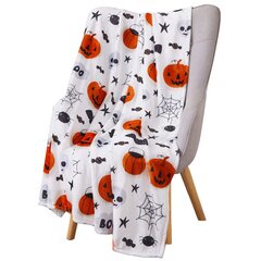 Halloween-peitto - Pehmo Halloween-peitto 50"x60" - Viihtyisä flanellinharmaa Halloween-koristelu juhlavuodesohvaan Olohuoneen tyyli 12 hinta ja tiedot | Peitot | hobbyhall.fi