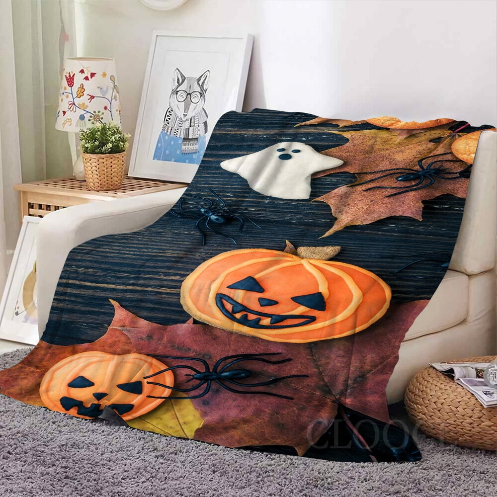 Halloween-peitto - Flanellipeitto 3D-kuvioinen Trick or Treat Pumpkin Ghost 50"x60" - Juhlasohvaan Olohuoneen tyyli 10 hinta ja tiedot | Peitot | hobbyhall.fi