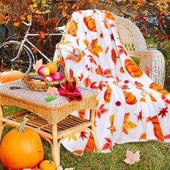 Fall Throw Peitto, Halloween Pumpkin Syksy Pehmo Fall Decor Fleece Fuzzy Picnic Throw Peitto Söpöt loma-appelsiinilehtipeitot ja -peitot kotiin (50" x 60") hinta ja tiedot | Peitot | hobbyhall.fi