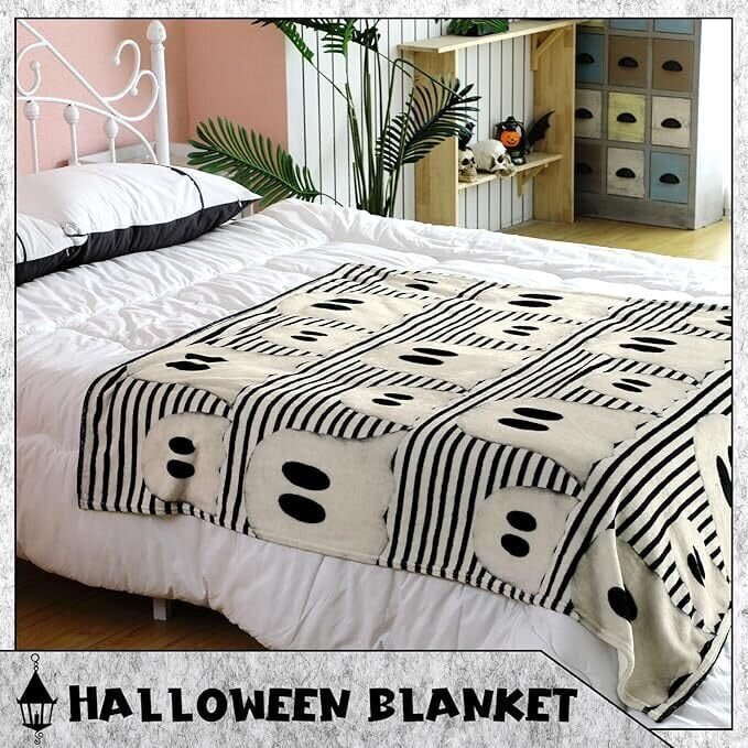 Heittopeitto Söpö Country Ghost Flanellipeitto Farmhouse Kauhupeitto Pehmeä mustavalkoinen raidallinen peitto, 50" x 60" hinta ja tiedot | Peitot | hobbyhall.fi