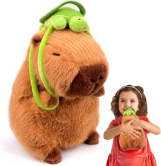 Capybara-pehmo, 23 cm:n kapybaraa kantava kilpikonnareppu, täytetyt eläimet, kapybaralelu, söpöt pehmot marsu hinta ja tiedot | Pehmolelut | hobbyhall.fi