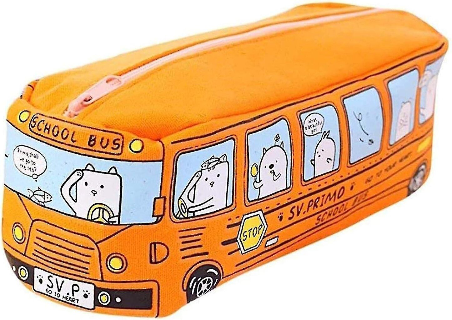 Koulubussin muotoinen kangaspenaali, söpö koulubussin penaali, Bus Creative iso penaali, toimistokäyttöön kirjoitussarja, sivellinpussi, oranssi hinta ja tiedot | Pehmolelut | hobbyhall.fi