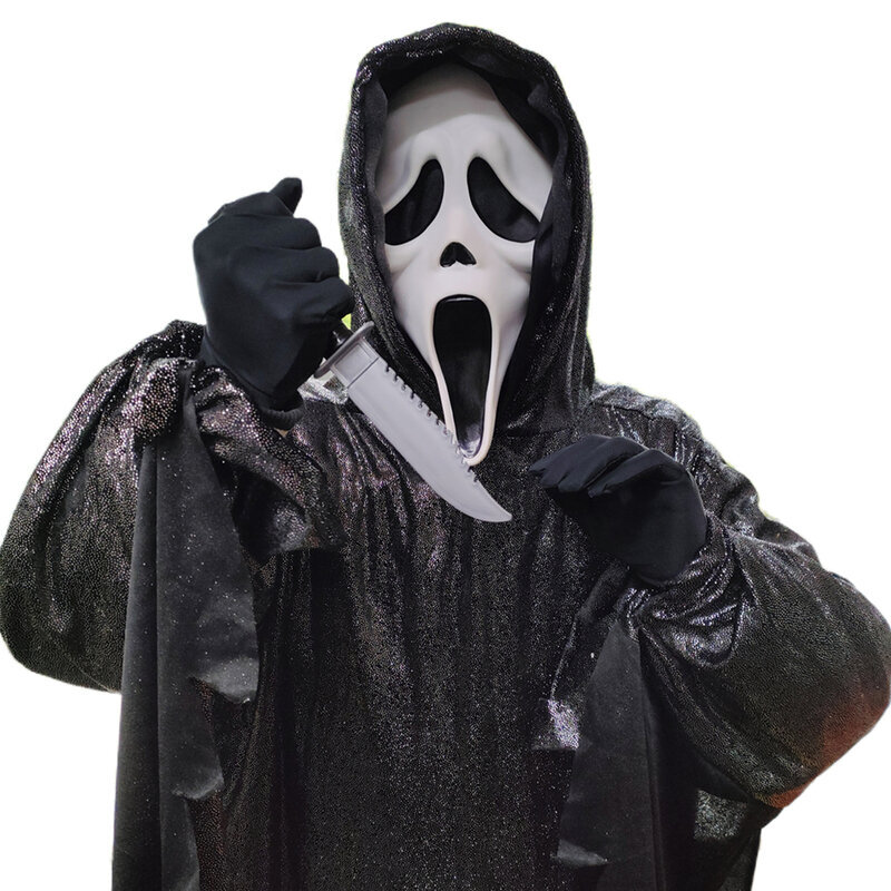 Aikuisten Ghost-kasvonaamio Scream Miesten kauhuviitta puku veitsi käsine Scary Evil puku Halloween kammottava cosplay-rekvisiitta hinta ja tiedot | Juhlakoristeet | hobbyhall.fi