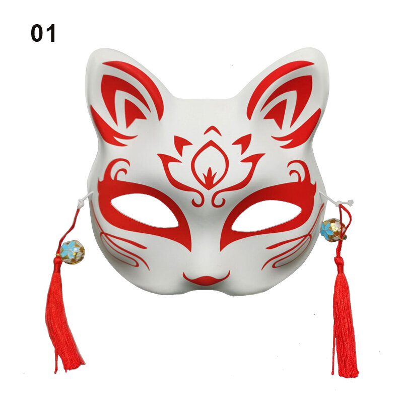 Anime Fox Mask Cosplay -asujuhlien rekvisiitta Käsinmaalatut japanilaiset puolikasvoiset kissanaamiot Naamiaisfestivaali Ball Kabuki Kitsune Maskit hinta ja tiedot | Juhlakoristeet | hobbyhall.fi