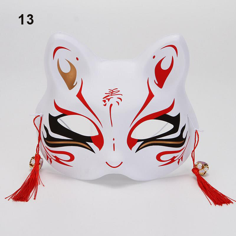 Anime Fox Mask Cosplay -asujuhlien rekvisiitta Käsinmaalatut japanilaiset puolikasvoiset kissanaamiot Naamiaisfestivaali Ball Kabuki Kitsune Maskit hinta ja tiedot | Juhlakoristeet | hobbyhall.fi