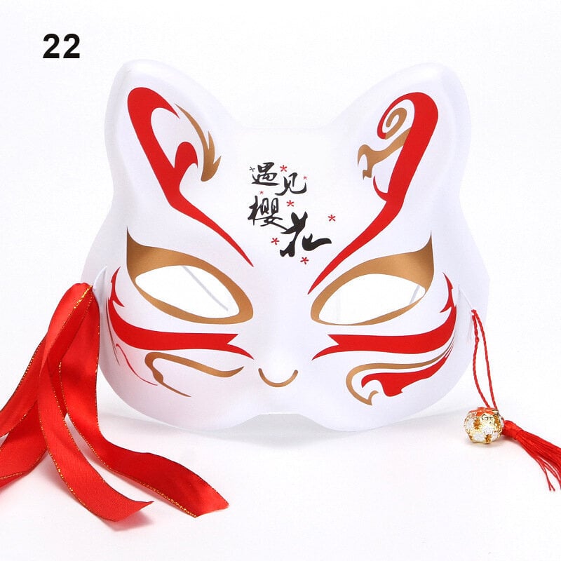 Anime Fox Mask Cosplay -asujuhlien rekvisiitta Käsinmaalatut japanilaiset puolikasvoiset kissanaamiot Naamiaisfestivaali Ball Kabuki Kitsune Maskit hinta ja tiedot | Juhlakoristeet | hobbyhall.fi