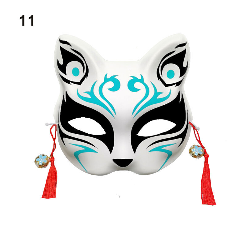 Anime Fox Mask Cosplay -asujuhlien rekvisiitta Käsinmaalatut japanilaiset puolikasvoiset kissanaamiot Naamiaisfestivaali Ball Kabuki Kitsune Maskit hinta ja tiedot | Juhlakoristeet | hobbyhall.fi