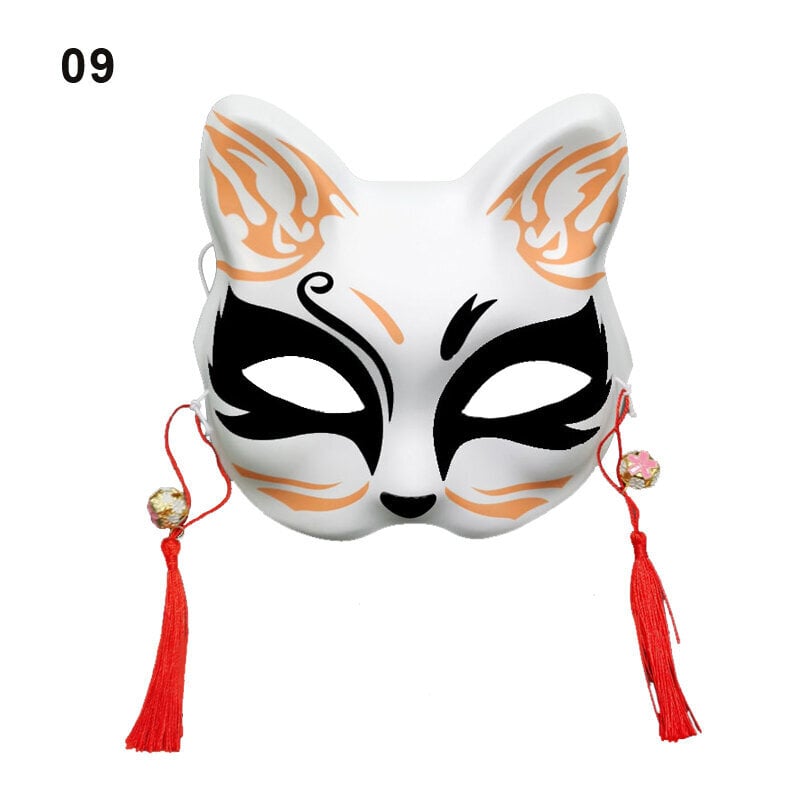 Anime Fox Mask Cosplay -asujuhlien rekvisiitta Käsinmaalatut japanilaiset puolikasvoiset kissanaamiot Naamiaisfestivaali Ball Kabuki Kitsune Maskit hinta ja tiedot | Juhlakoristeet | hobbyhall.fi