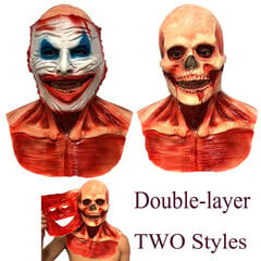 Halloween Horror Clown Mask Lateksikuminaamio naamiointiin Halloween Party Lateksinen kokokasvonaamio hinta ja tiedot | Juhlakoristeet | hobbyhall.fi