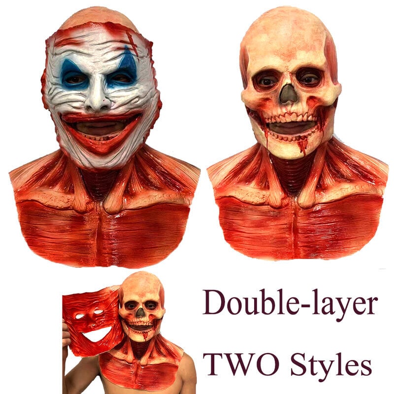 Halloween Horror Clown Mask Lateksikuminaamio naamiointiin Halloween Party Lateksinen kokokasvonaamio hinta ja tiedot | Juhlakoristeet | hobbyhall.fi