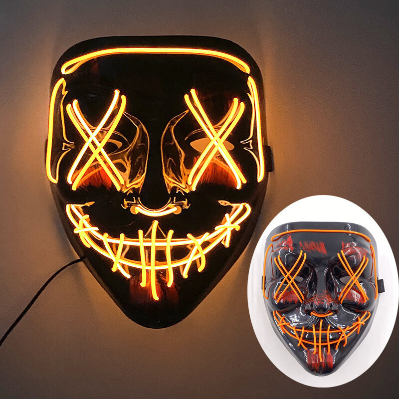 Langaton Halloween Neon Led Purge -naamio Naamiaiskarnevaalijuhla naamarit Kevyet pimeässä valoisat Cosplay-asutarvikkeet hinta ja tiedot | Juhlakoristeet | hobbyhall.fi