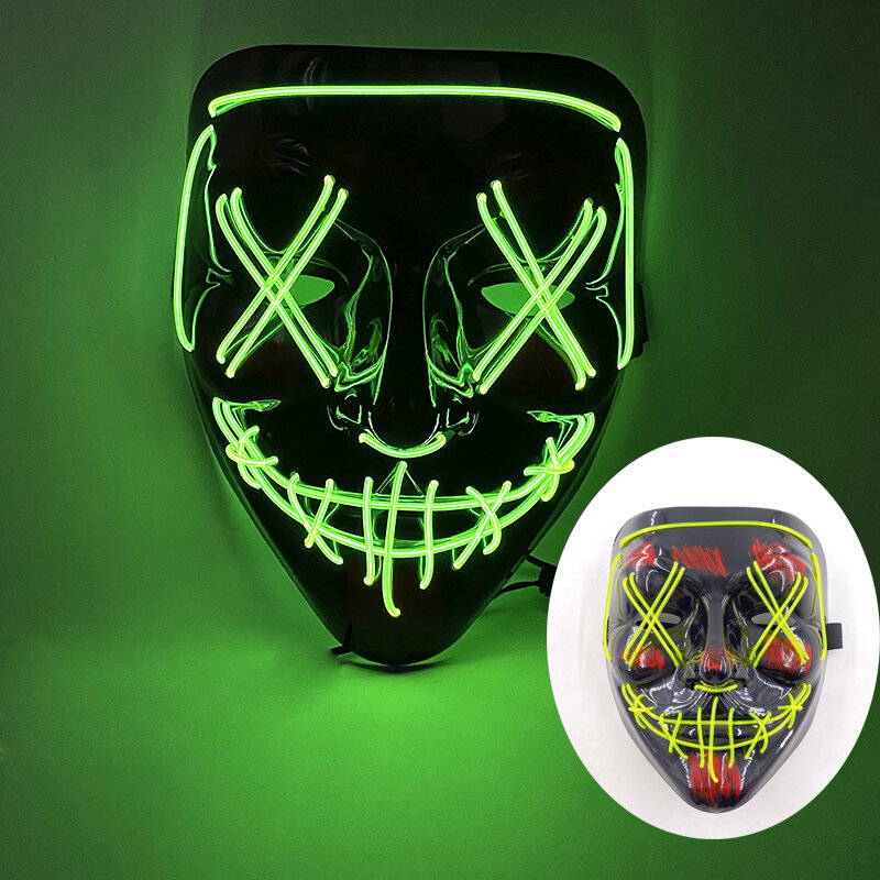 Langaton Halloween Neon Led Purge -naamio Naamiaiskarnevaalijuhla naamarit Kevyet pimeässä valoisat Cosplay-asutarvikkeet hinta ja tiedot | Juhlakoristeet | hobbyhall.fi