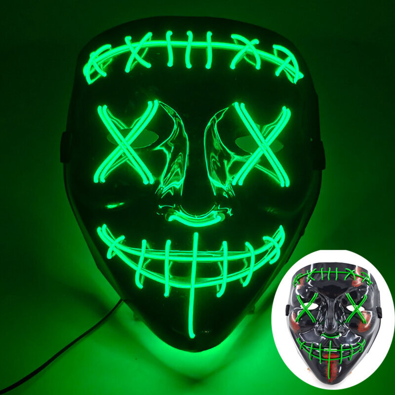 Langaton Halloween Neon Led Purge -naamio Naamiaiskarnevaalijuhla naamarit Kevyet pimeässä valoisat Cosplay-asutarvikkeet hinta ja tiedot | Juhlakoristeet | hobbyhall.fi