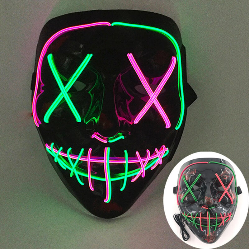 Halloween Neon LED Purge -naamio hinta ja tiedot | Naamiaisasut | hobbyhall.fi