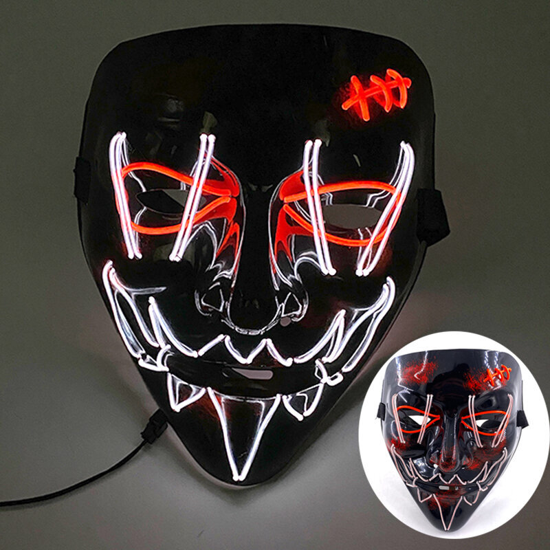 Langaton Halloween Neon Led Purge -naamio Naamiaiskarnevaalijuhla naamarit Kevyet pimeässä valoisat Cosplay-asutarvikkeet hinta ja tiedot | Juhlakoristeet | hobbyhall.fi