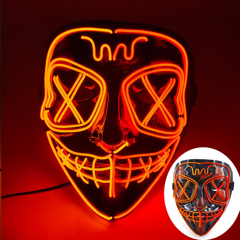 Langaton Halloween Neon Led Purge -naamio Naamiaiskarnevaalijuhla naamarit Kevyet pimeässä valoisat Cosplay-asutarvikkeet hinta ja tiedot | Juhlakoristeet | hobbyhall.fi