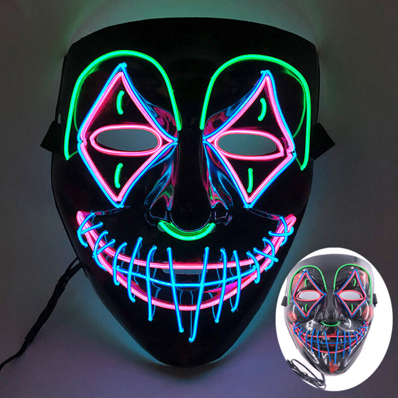 Langaton Halloween Neon Led Purge -naamio Naamiaiskarnevaalijuhla naamarit Kevyet pimeässä valoisat Cosplay-asutarvikkeet hinta ja tiedot | Juhlakoristeet | hobbyhall.fi