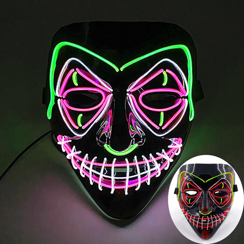 Langaton Halloween Neon Led Purge -naamio Naamiaiskarnevaalijuhla naamarit Kevyet pimeässä valoisat Cosplay-asutarvikkeet hinta ja tiedot | Juhlakoristeet | hobbyhall.fi