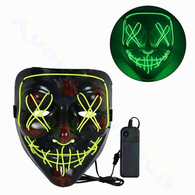 LED Halloween-naamio Luminous Glow In The Dark Ripsivärit Halloween Juhlasu Cosplay Naamiot Kauhu Rekvisiitta Neonvalo Naamio hinta ja tiedot | Juhlakoristeet | hobbyhall.fi