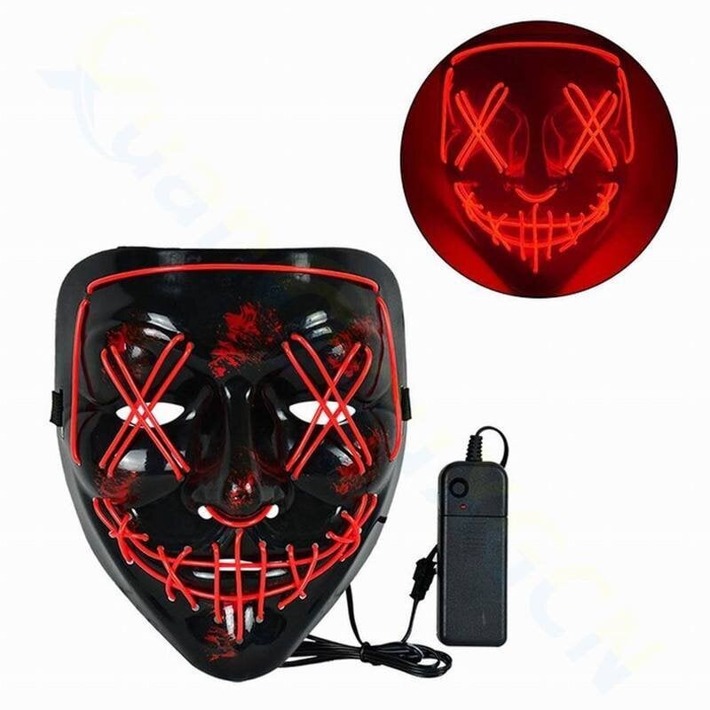 LED Halloween-naamio Luminous Glow In The Dark Ripsivärit Halloween Juhlasu Cosplay Naamiot Kauhu Rekvisiitta Neonvalo Naamio hinta ja tiedot | Juhlakoristeet | hobbyhall.fi