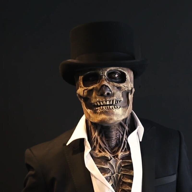 Uusin Skeleton Bio-Mask Halloween Horror Mask Party Cosplay Rekvisiitta Silikoni Full Cap Skull Cap Hattu Asusteet hinta ja tiedot | Juhlakoristeet | hobbyhall.fi