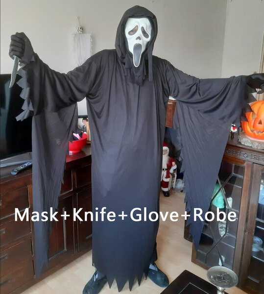 Ghost Face Scream Elokuva Kauhunaamio Halloween Killer Scary Päähineet Mask Cosplay Aikuisten puku Asusteet Rekvisiitta Puku