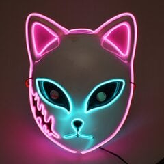 Halloween Fox Mask Cosplay Party LED Glow Mask Japanilainen Anime Fox Mask Värikäs Neon Light EL Mask Glow In The Dark Club Props hinta ja tiedot | Juhlakoristeet | hobbyhall.fi