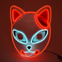 Halloween Fox Mask Cosplay Party LED Glow Mask Japanilainen Anime Fox Mask Värikäs Neon Light EL Mask Glow In The Dark Club Props hinta ja tiedot | Juhlakoristeet | hobbyhall.fi